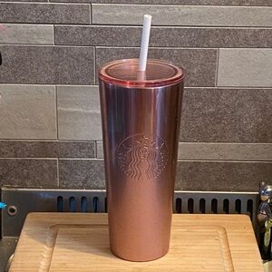 Starbucks Metallic Rose Gold Tall Tumbler with Straw